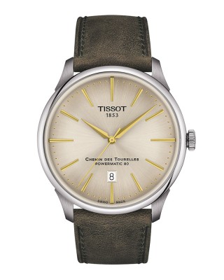 Tissot Chemin Des Tourelles Powermatic 80 T139.407.16.261.00 Ανοξείδωτο ατσάλι Καφέ δερμάτινο λουρί Ιβουάρ χρώμα καντράν