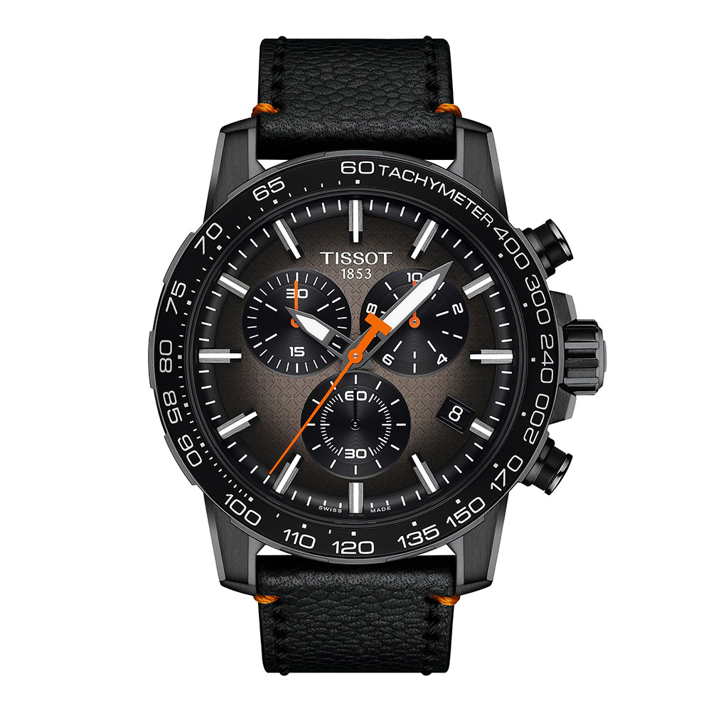 Tissot Supersport Chrono Basketball Edition T125.617.36.081.00 Quartz Ανοξείδωτο ατσάλι Μαύρο δερμάτινο λουρί Μαύρο χρώμα καντράν Στεφάνη αλουμινίου Ταχύμετρο