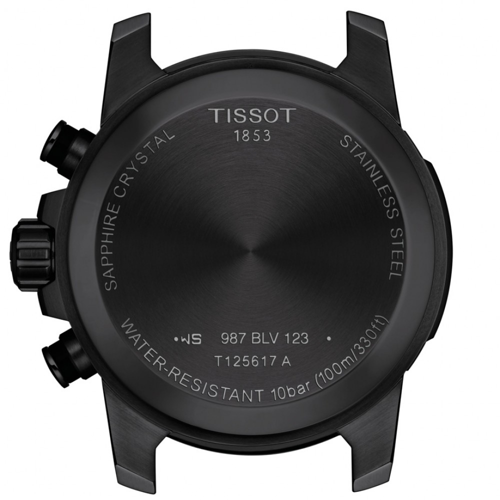 Tissot Supersport Chrono Basketball Edition T125.617.36.081.00 Quartz Ανοξείδωτο ατσάλι Μαύρο δερμάτινο λουρί Μαύρο χρώμα καντράν Στεφάνη αλουμινίου Ταχύμετρο