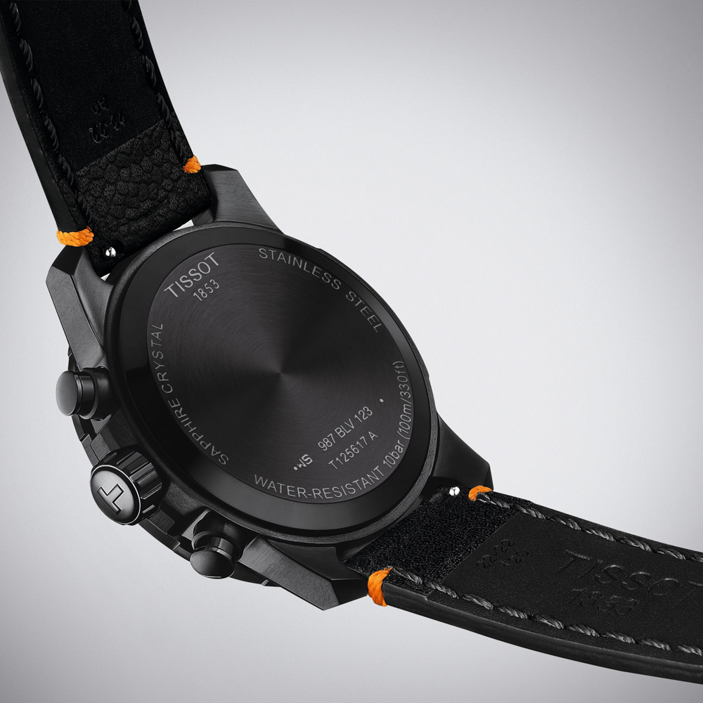 Tissot Supersport Chrono Basketball Edition T125.617.36.081.00 Quartz Ανοξείδωτο ατσάλι Μαύρο δερμάτινο λουρί Μαύρο χρώμα καντράν Στεφάνη αλουμινίου Ταχύμετρο