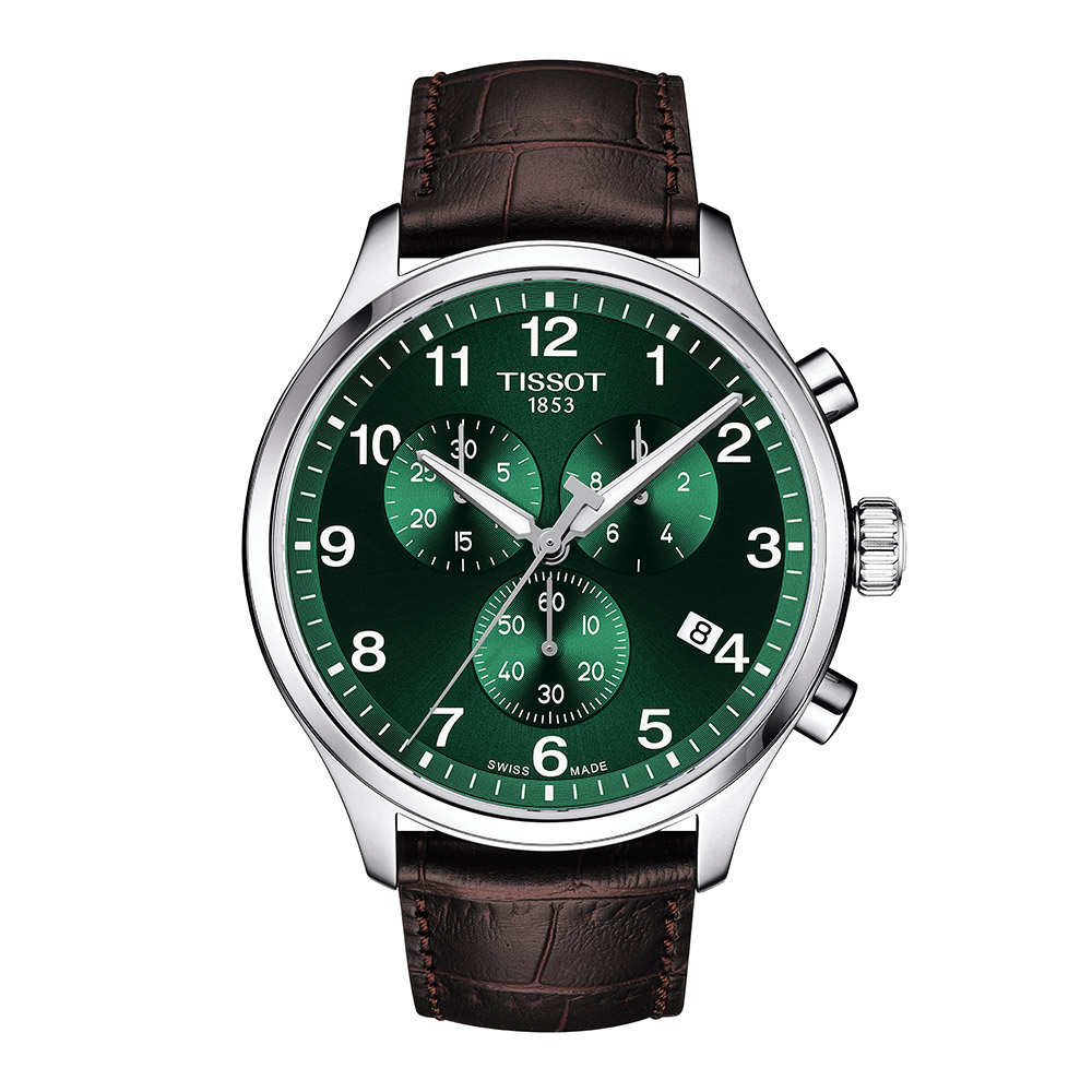 Tissot Chrono XL Classic T116.617.16.092.00 Ανοξείδωτο ατσάλι Καφέ δερμάτινο λουρί Πράσινο χρώμα καντράν