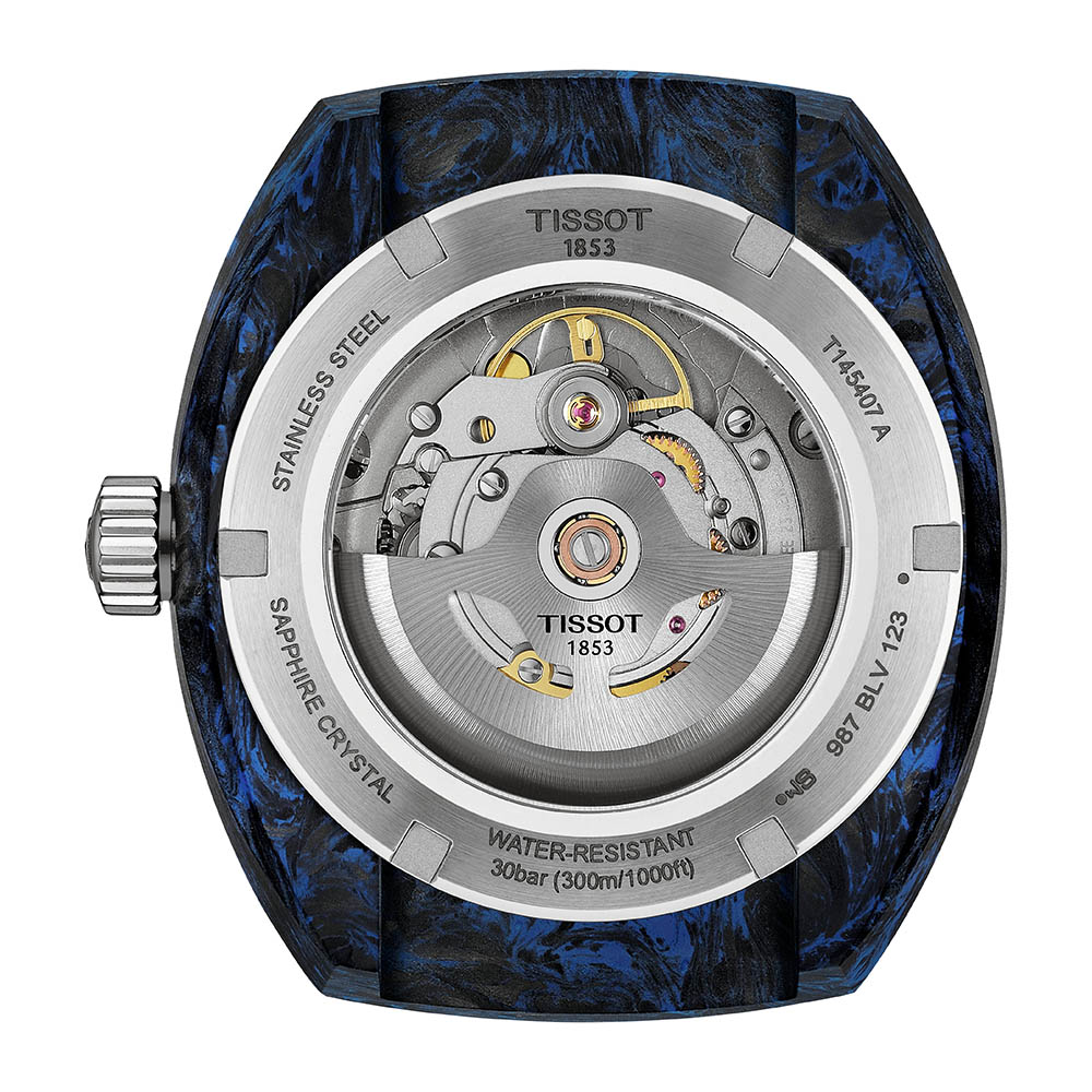 Tissot Sideral S Powermatic 80 T145.407.97.057.02 Ανοξείδωτο ατσάλι Κόκκινο λουρί σιλικόνης Μαύρο χρώμα καντράν