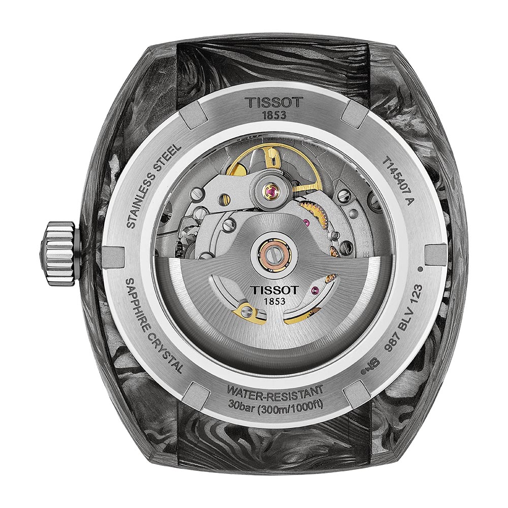 Tissot Sideral S Powermatic 80 T145.407.97.057.01 Ανοξείδωτο ατσάλι Μπλε λουρί σιλικόνης Μαύρο χρώμα καντράν