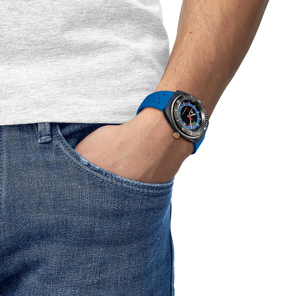 Tissot Sideral S Powermatic 80 T145.407.97.057.01 Ανοξείδωτο ατσάλι Μπλε λουρί σιλικόνης Μαύρο χρώμα καντράν