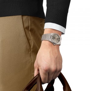 Tissot Prx Titanium 38MM T137.807.44.061.00 Αυτόματο Τιτάνιο Μπρασελέ Ανθρακί χρώμα καντράν