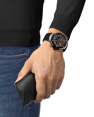 Tissot T-Race Moto GP Quartz Chronograph T141.417.27.081.00 Ιονισμένο ανοξείδωτο ατσάλι Μαύρο καουτσούκ λουρί Σκούρο γκρι χρώμα καντράν