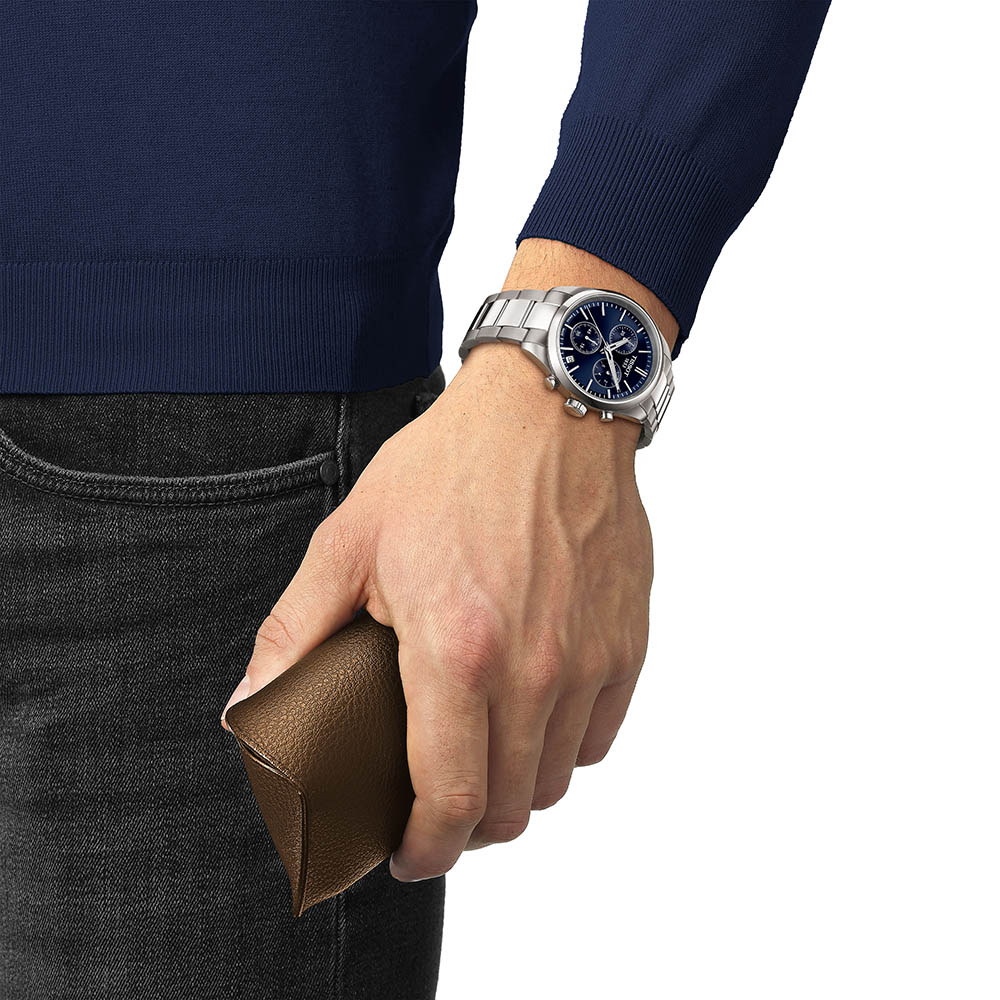 Tissot PR 100 Chronograph T150.417.11.041.00 Quartz Χρονογράφος Ανοξείδωτο ατσάλι Μπρασελέ Μπλε χρώμα καντράν