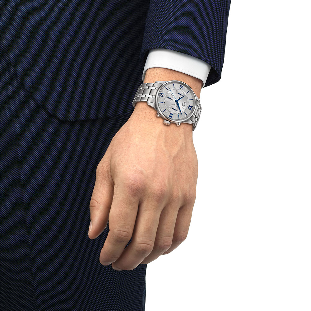 Tissot Chemin Des Tourelles Automatic Chronograph T139.462.11.038.00 Ανοξείδωτο ατσάλι Μπρασελέ Ασημί χρώμα καντράν