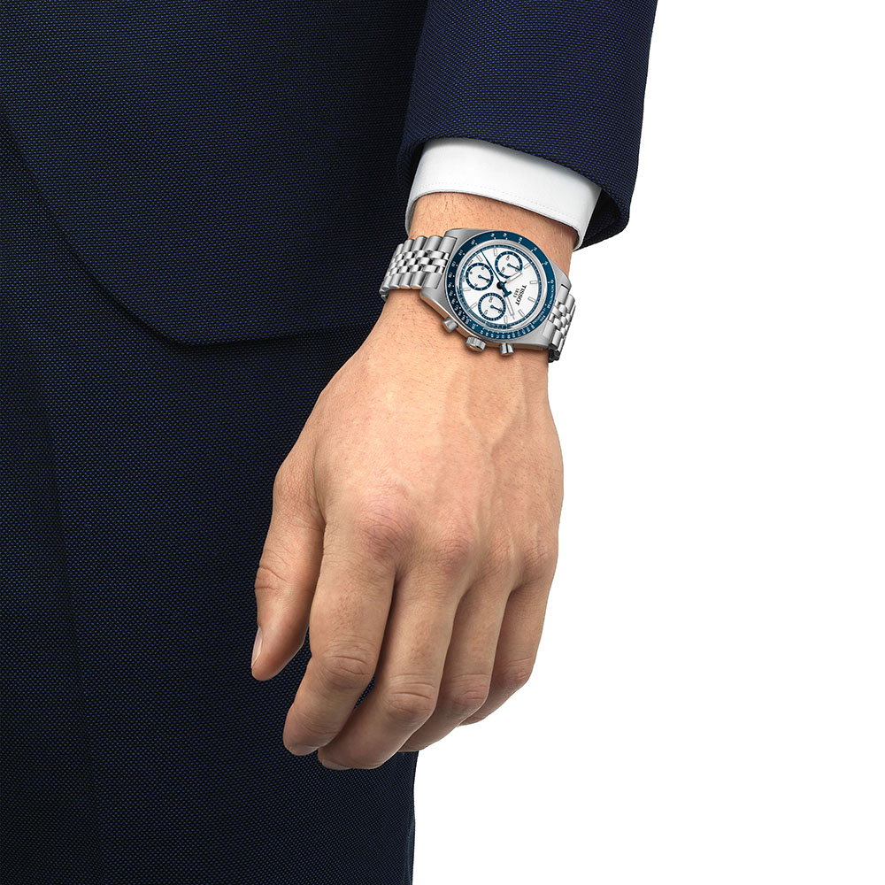 Tissot PR516 Chronograph T149.462.11.011.00 Αυτόματο Ανοξείδωτο ατσάλι Μπρασελέ Λευκό χρώμα καντράν