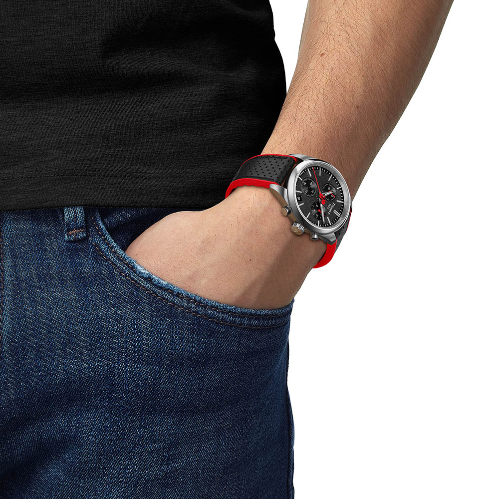 Tissot PR 100 Vuelta T150.417.11.051.01 Quartz Χρονογράφος Ανοξείδωτο ατσάλι Μπρασελέ Μαύρο χρώμα καντράν