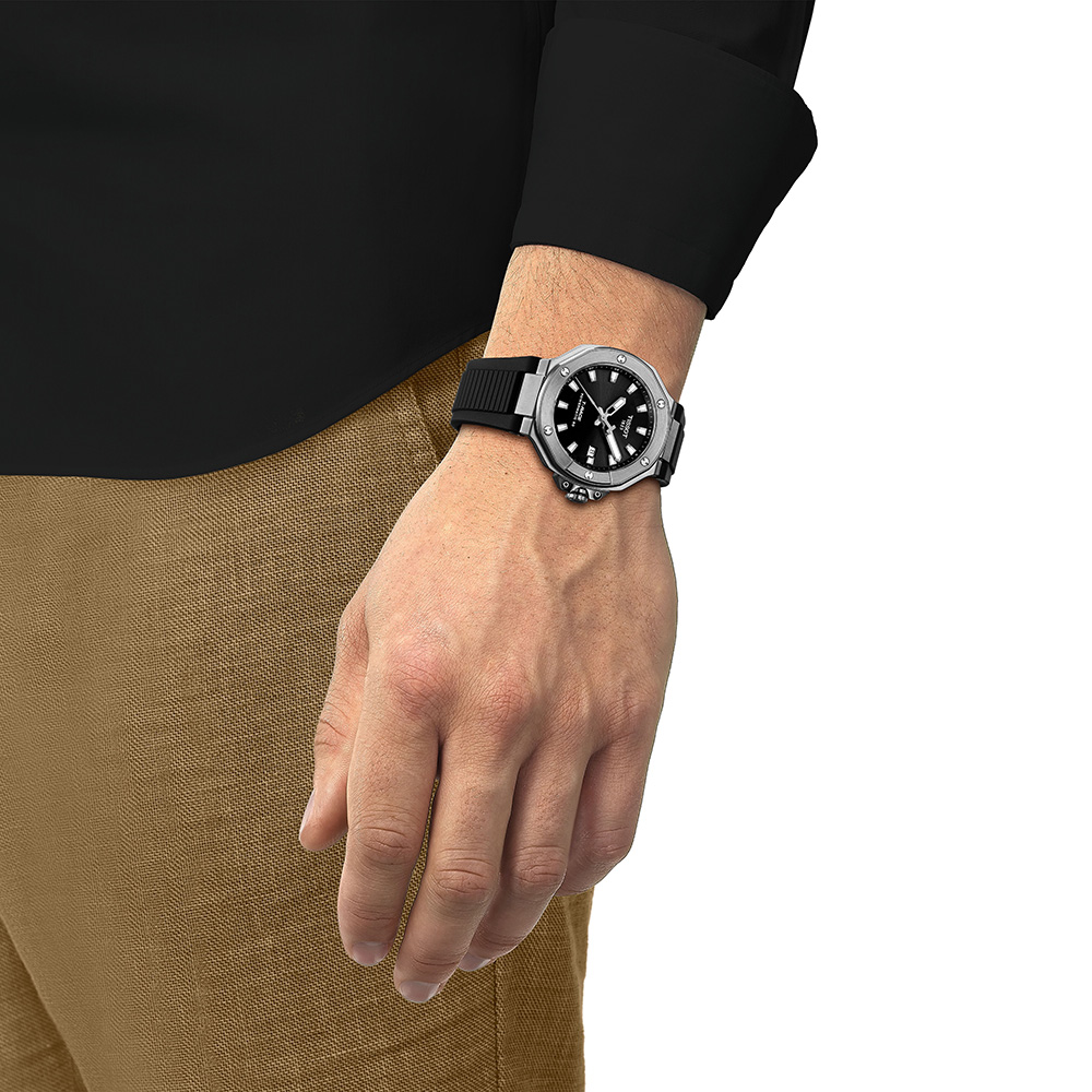 Tissot T-Race Powermatic 80 40MM T141.807.17.051.00 Ανοξείδωτο ατσάλι Μαύρο καουτσούκ λουρί Μαύρο χρώμα καντράν