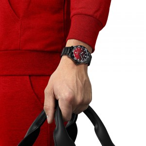 Tissot Seastar 1000 40MM T120.410.33.421.00 Quartz Ionism Stainless steel Bracelet Black -Red color dial Ceramic bezel Diving