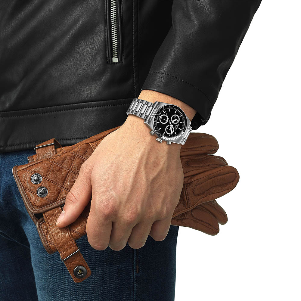 Tissot PR516 Chronograph T149.417.11.051.00 Quartz Χρονογράφος Ανοξείδωτο ατσάλι Μπρασελέ Μα΄ύρο χρώμα καντράν