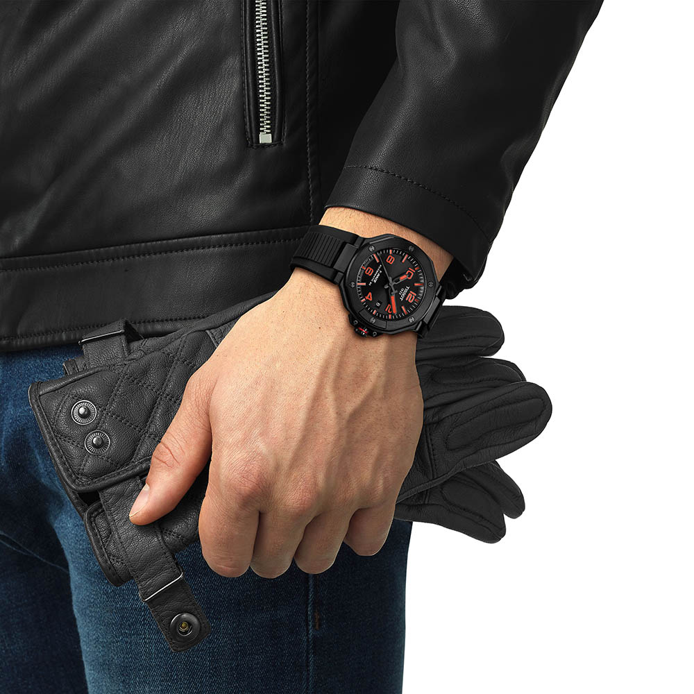 Tissot T-Race Powermatic 80 40MM T141.807.37.057.00 Ιονισμένο ανοξείδωτο ατσάλι Μαύρο καουτσούκ λουρί Μαύρο χρώμα καντράν