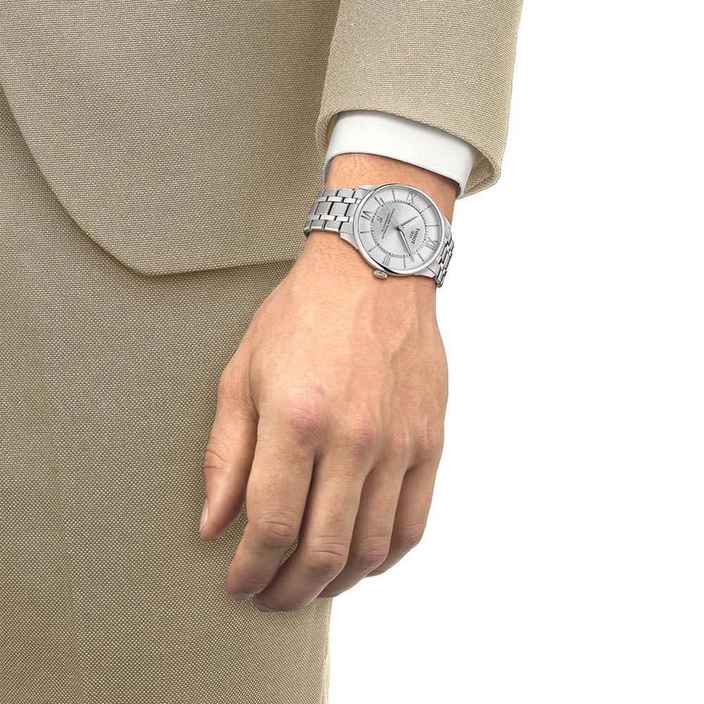 Tissot Chemin Des Tourelles Powermatic 80 T139.407.11.038.00 Ανοξείδωτο ατσάλι Μπρασελέ Ασημί χρώμα καντράν