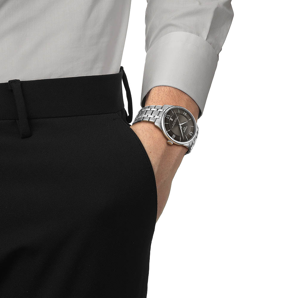 Tissot Chemin Des Tourelles Powermatic 80 T139.407.11.068.00 Ανοξείδωτο ατσάλι Μπρασελέ Μαύρο  χρώμα καντράν