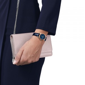 Tissot Le Locle Gold 29MM 18k T932.207.46.046.00 Αυτόματο Ανοξείδωτο ατσάλι Μπλε δερμάτινο λουρί Μπλε χρώμα καντράν Λατινική αρίθμηση Διαμάντια