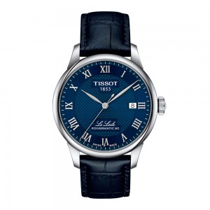 Tissot Le Locle Powermatic 80 T006.407.16.043.00 Ανοξείδωτο ατσάλι Μπλε δερμάτινο λουρί Μπλε χρώμα καντράν Λατινική αρίθμηση
