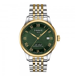 Tissot Le Locle 39.3mm T006.407.22.093.00 Αυτόματος Ανοξείδωτο ατσάλι Διμεταλλικό μπρασελέ Επιχρυσωμένη στεφάνη Πράσινο χρώμα καντράν Λατινική αρίθμιση