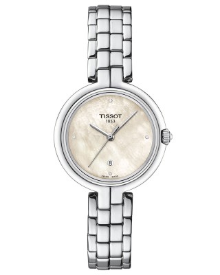 Tissot Flamingo T094.210.11.116.02 Quartz Ανοξείδωτο ατσάλι Μπρασελέ Λευκό φιλντίσι χρώμα καντράν Διαμάντια