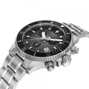 TISSOT Seastar 1000 Quartz chronograph T120.217.11.061.00 Ανοξείδωτο ατσάλι Μπρασελέ Γκρι -Μαύρο χρώμα καντράν Καταδυτικό