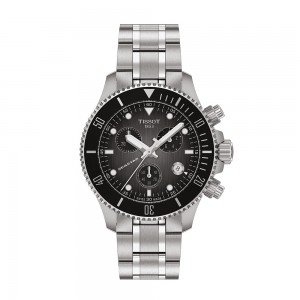 TISSOT Seastar 1000 Quartz chronograph T120.217.11.061.00 Ανοξείδωτο ατσάλι Μπρασελέ Γκρι -Μαύρο χρώμα καντράν Καταδυτικό