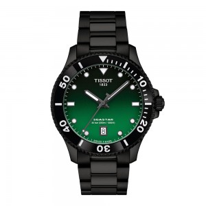 Tissot Seastar 1000 40MM T120.410.33.091.00 Quartz Ionism Stainless steel Bracelet Black -Green color dial Ceramic bezel Diving