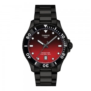 Tissot Seastar 1000 40MM T120.410.33.421.00 Quartz Ionism Stainless steel Bracelet Black -Red color dial Ceramic bezel Diving