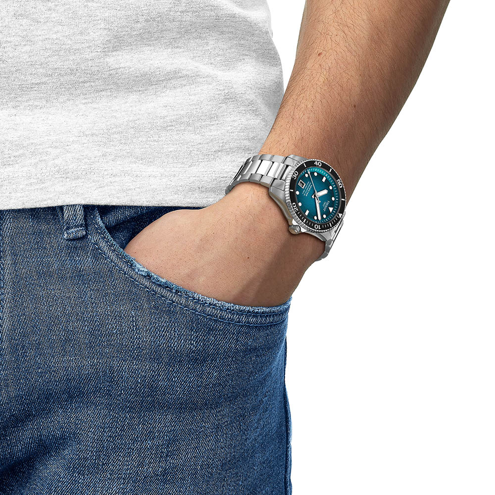 Tissot Seastar 1000 Powermatic 80 T120.807.11.091.00 Ανοξείδωτο ατσάλι Μπρασελέ Τιρκουάζ χρώμα καντράν Καταδυτικό