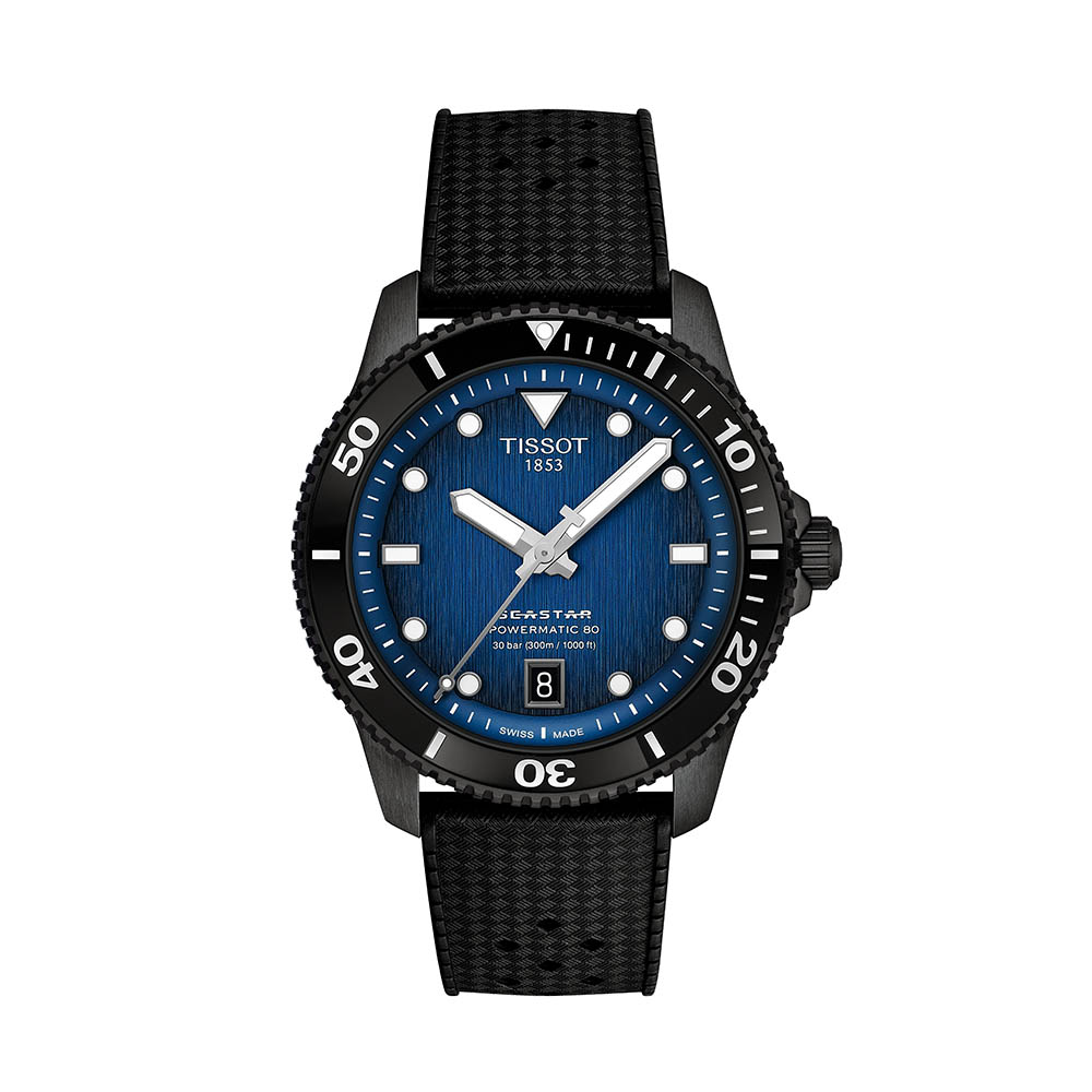 Tissot Seastar 1000 Powermatic 80 T120.807.37.041.00 Ανοξείδωτο ατσάλι Μαύρο καουτσούκ λουρί Μπλε χρώμα καντράν Καταδυτικό
