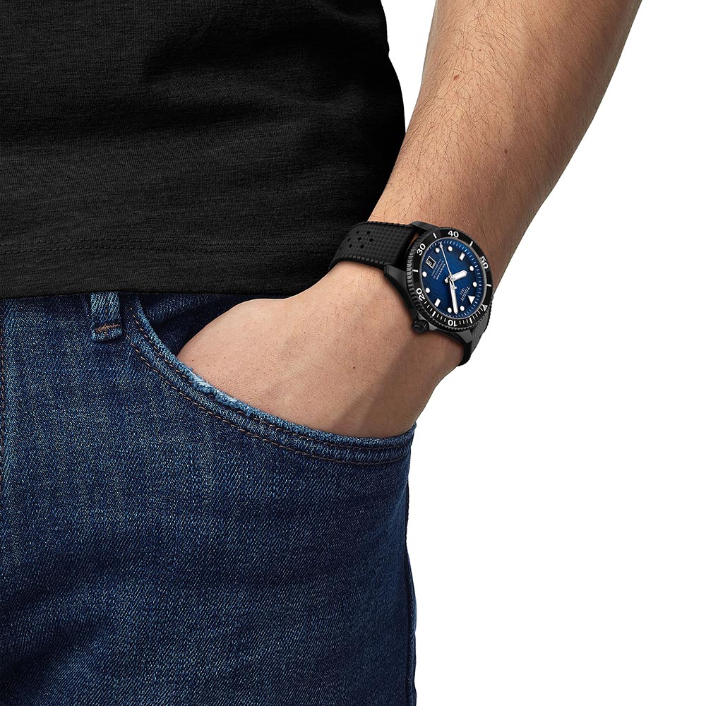 Tissot Seastar 1000 Powermatic 80 T120.807.37.041.00 Ανοξείδωτο ατσάλι Μαύρο καουτσούκ λουρί Μπλε χρώμα καντράν Καταδυτικό