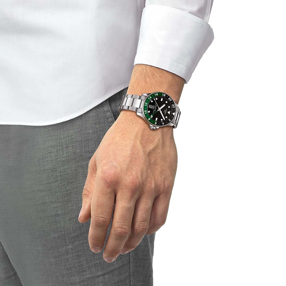 Tissot Seastar 1000 T120.852.11.051.00 Quartz GMT Ανοξείδωτο ατσάλι Μπρασελέ Μαύρο χρώμα καντράν Καταδυτικό