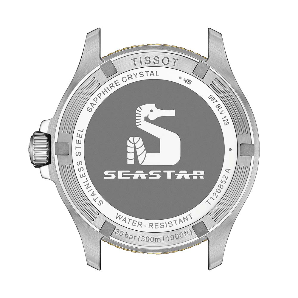 Tissot Seastar 1000 T120.852.22.051.00 Quartz GMT Ανοξείδωτο ατσάλι Μπρασελέ Μαύρο χρώμα καντράν Καταδυτικό