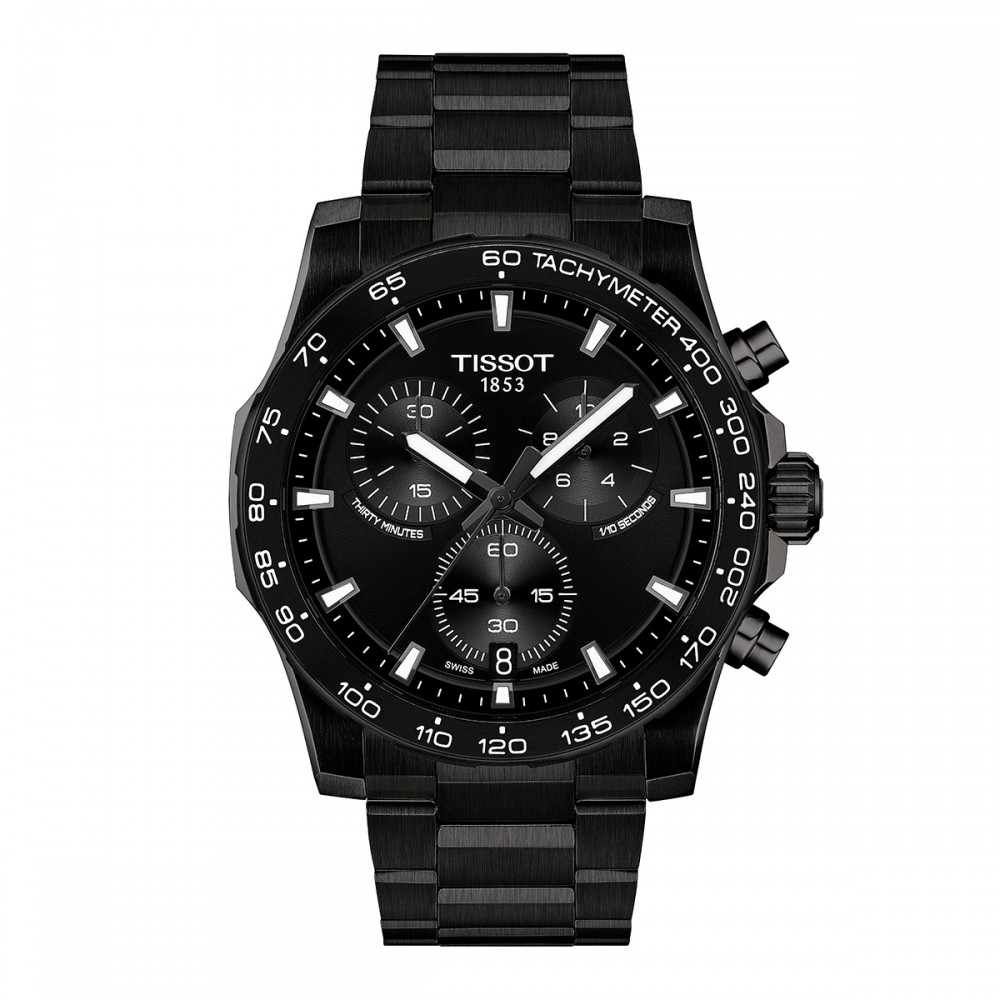 Tissot Supersport Chronograph T125.417.33.051.00 Quartz Ανοξείδωτο ατσάλι Μπρασελέ Μαύρο χρώμα καντράν