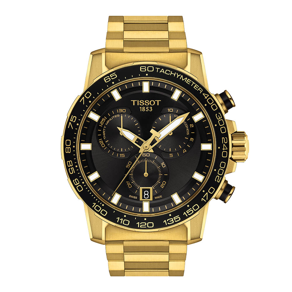 Tissot Supersport Chrono T125.617.33.051.01 Quartz Επιχρυσωμ΄ένο ανοξείδωτο ατσάλι Μπρασελέ Μαύρο χρώμα καντράν