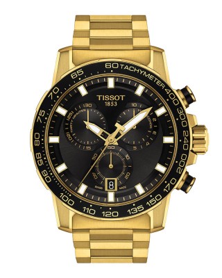Tissot Supersport Chrono T125.617.33.051.01 Quartz Επιχρυσωμ΄ένο ανοξείδωτο ατσάλι Μπρασελέ Μαύρο χρώμα καντράν