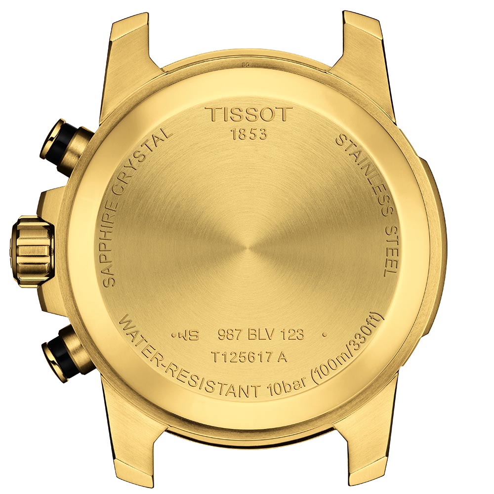 Tissot Supersport Chrono T125.617.33.051.01 Quartz Επιχρυσωμ΄ένο ανοξείδωτο ατσάλι Μπρασελέ Μαύρο χρώμα καντράν