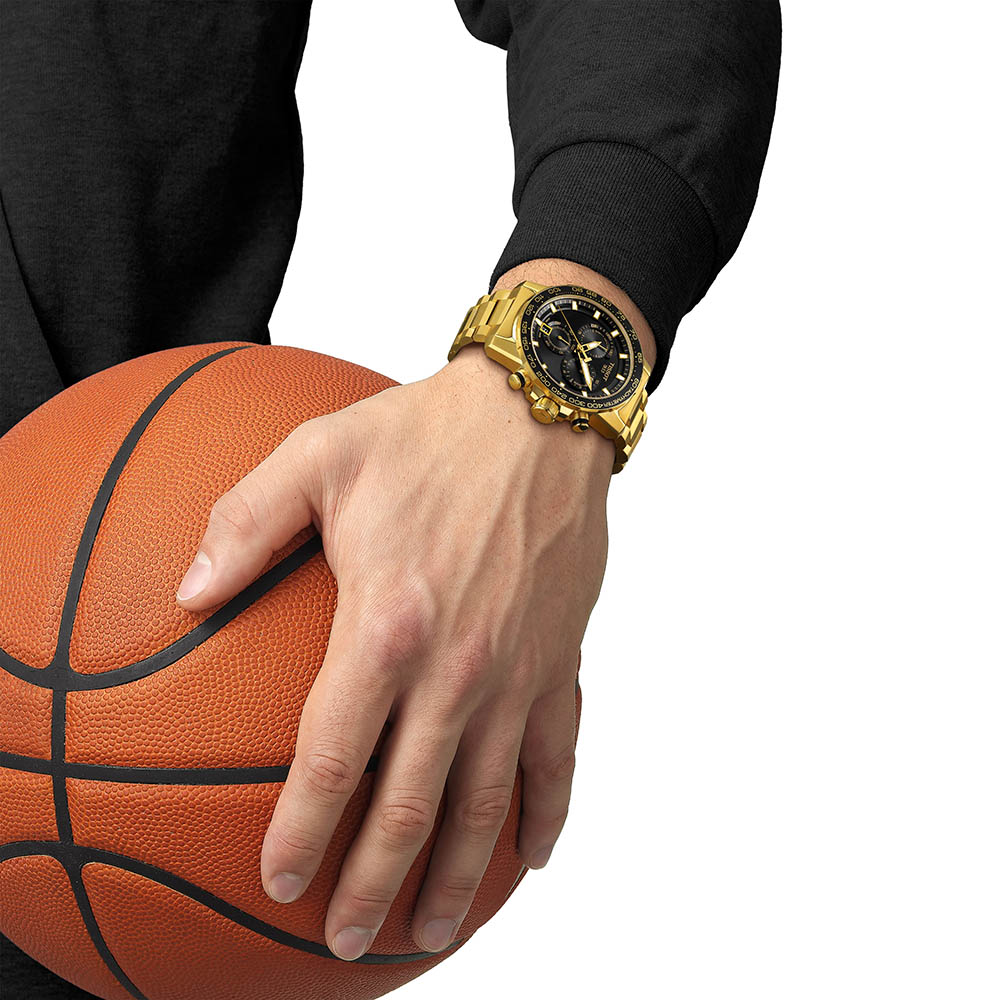 Tissot Supersport Chrono T125.617.33.051.01 Quartz Επιχρυσωμ΄ένο ανοξείδωτο ατσάλι Μπρασελέ Μαύρο χρώμα καντράν