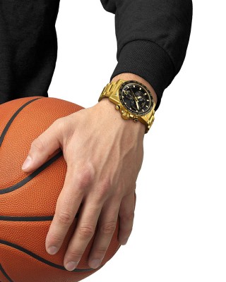 Tissot Supersport Chrono T125.617.33.051.01 Quartz Επιχρυσωμ΄ένο ανοξείδωτο ατσάλι Μπρασελέ Μαύρο χρώμα καντράν