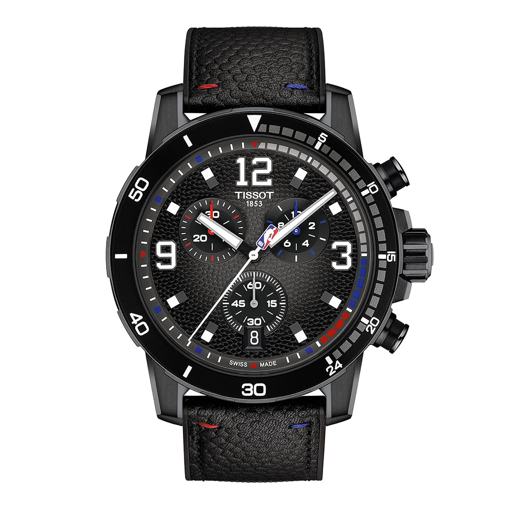 Tissot Supersport NBA Special Edition T125.617.37.067.00 Quartz Ανοξείδωτο ατσάλι Μαύρο δερμάτινο λουρί Μαύρο χρώμα καντράν Στεφάνη αλουμινίου Ταχύμετρο