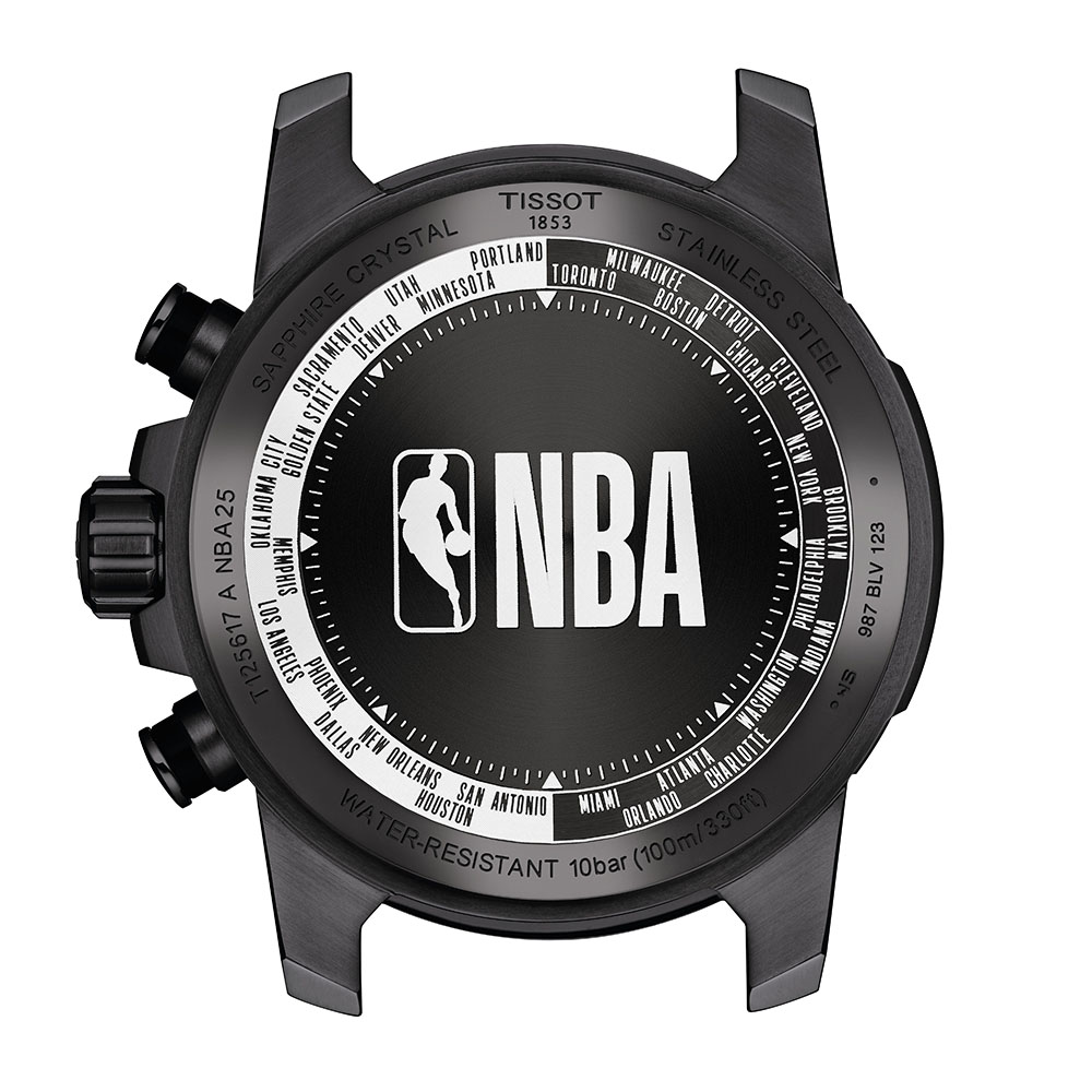 Tissot Supersport NBA Special Edition T125.617.37.067.00 Quartz Ανοξείδωτο ατσάλι Μαύρο δερμάτινο λουρί Μαύρο χρώμα καντράν Στεφάνη αλουμινίου Ταχύμετρο