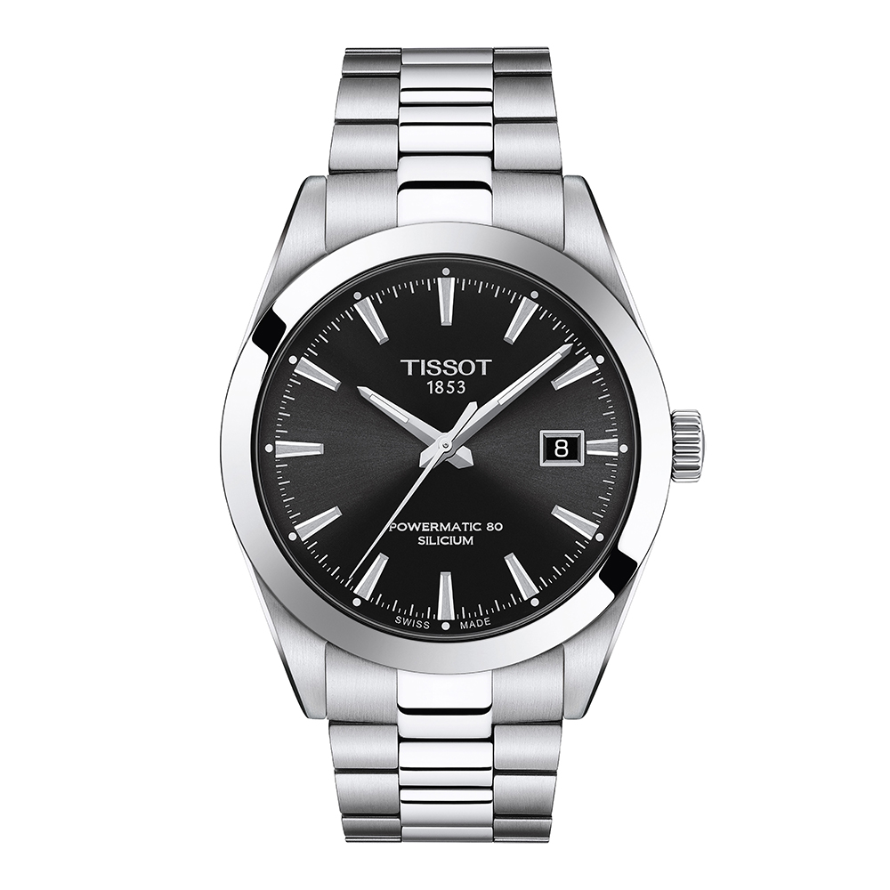 Tissot Gentleman Powermatic 80 silicium T127.407.11.051.00 Ανοξείδωτο ατσάλι Μπρασελέ Μαύρο χρώμα καντράν