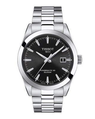 Tissot Gentleman Powermatic 80 silicium T127.407.11.051.00 Ανοξείδωτο ατσάλι Μπρασελέ Μαύρο χρώμα καντράν