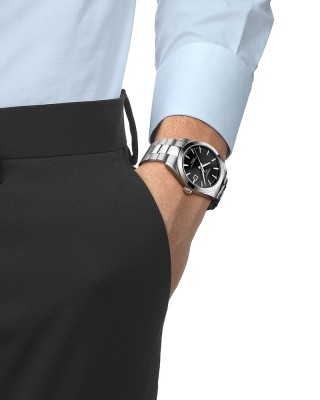 Tissot Gentleman Powermatic 80 silicium T127.407.11.051.00 Ανοξείδωτο ατσάλι Μπρασελέ Μαύρο χρώμα καντράν