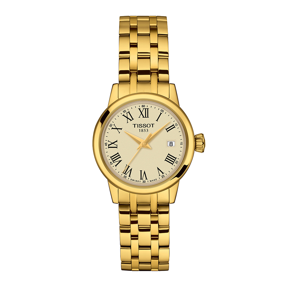 Tissot Classic Dream T129.210.33.263.00 Quartz Επιχρυσωμένο Ανοξείδωτο ατσάλι Μπρασελέ Ιβουάρ χρώμα καντράν