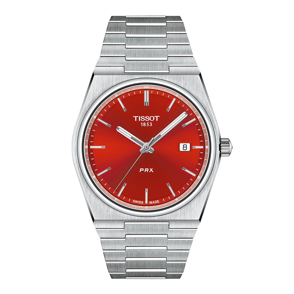 Tissot Prx 40MM T137.410.11.421.00 Quartz Ανοξείδωτο ατσάλι Μπρασελέ Κόκκινο χρώμα καντράν