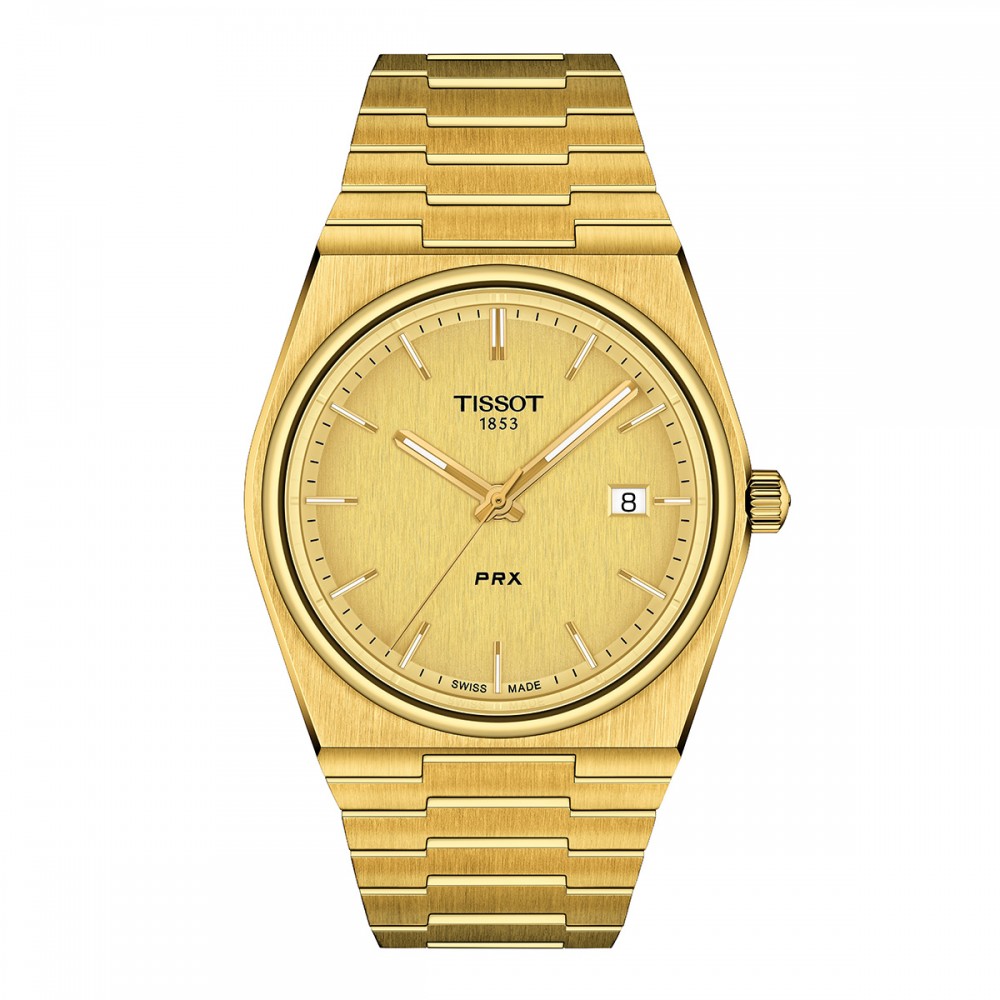 Tissot Prx T137.410.33.021.00 Quartz Επιχρυσωμένο ανοξείδωτο ατσάλι Μπρασελέ Σαμπανιζέ χρώμα καντράν