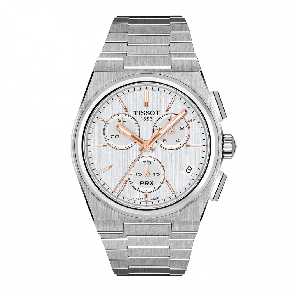Tissot Prx T137.417.11.031.00 Quartz Χρονογράφος Ανοξείδωτο ατσάλι Μπρασελέ Ασημί χρώμα καντράν