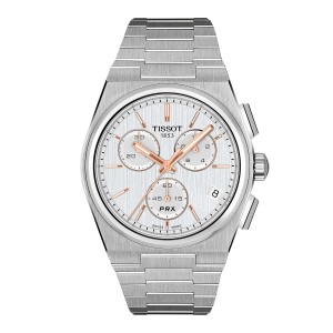Tissot Prx T137.417.11.031.00 Quartz Χρονογράφος Ανοξείδωτο ατσάλι Μπρασελέ Ασημί χρώμα καντράν