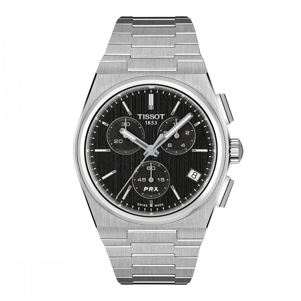 Tissot Prx T137.417.11.051.00 Quartz Χρονογράφος Ανοξείδωτο ατσάλι Μπρασελέ Μαύρο χρώμα καντράν